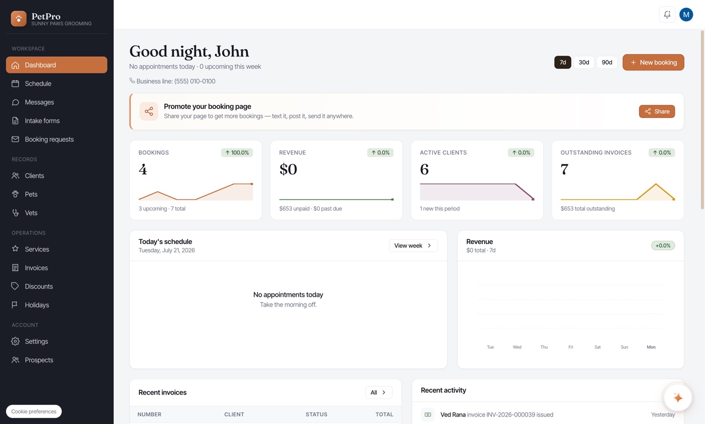Get started: set up your business — result