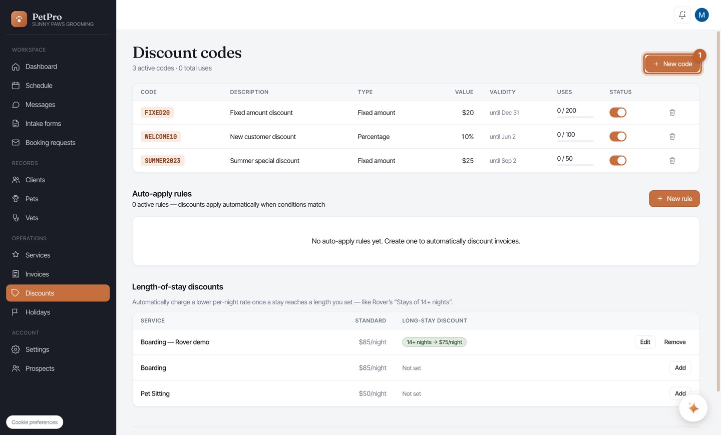 Create a discount — step 1
