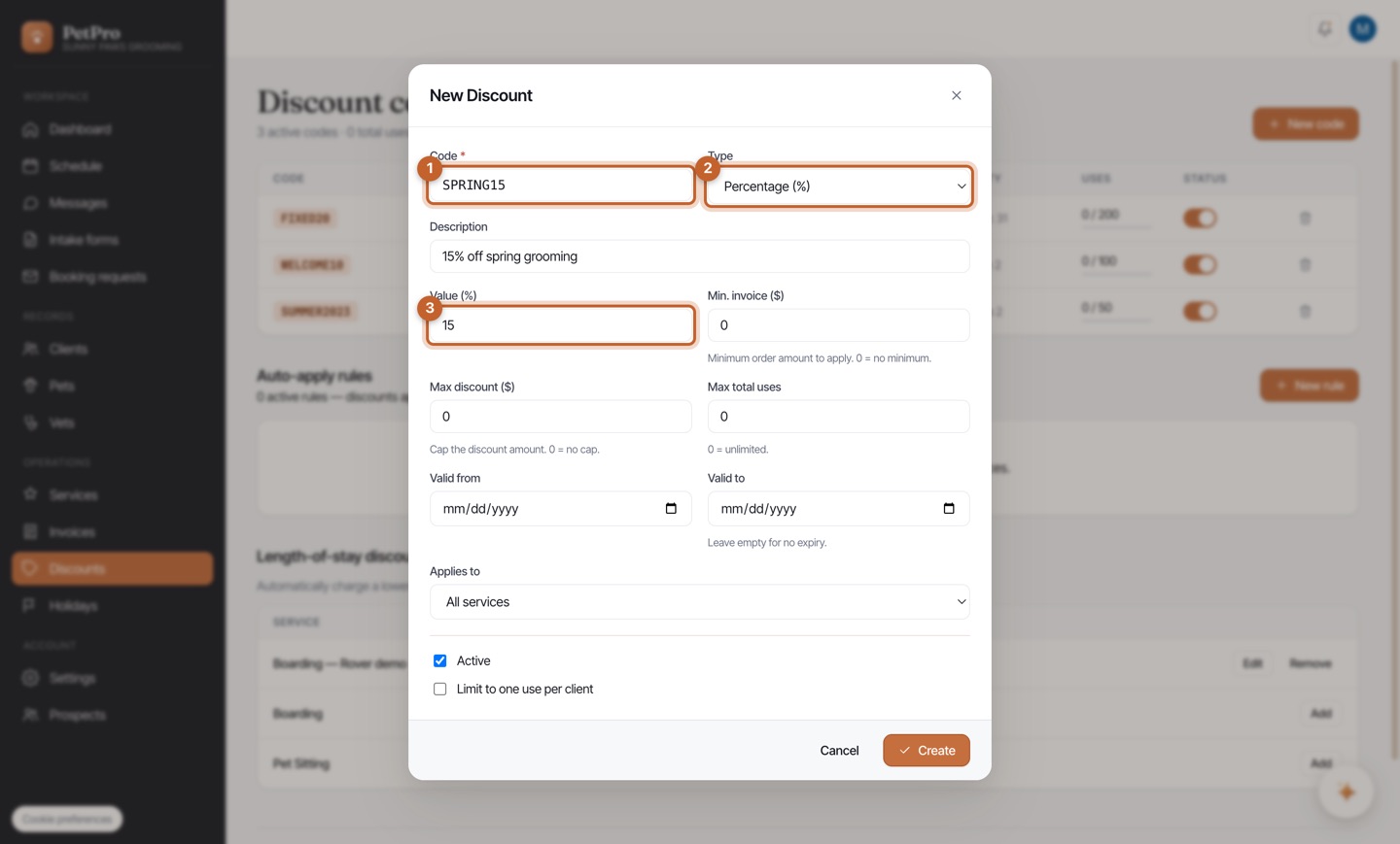 Create a discount — step 2