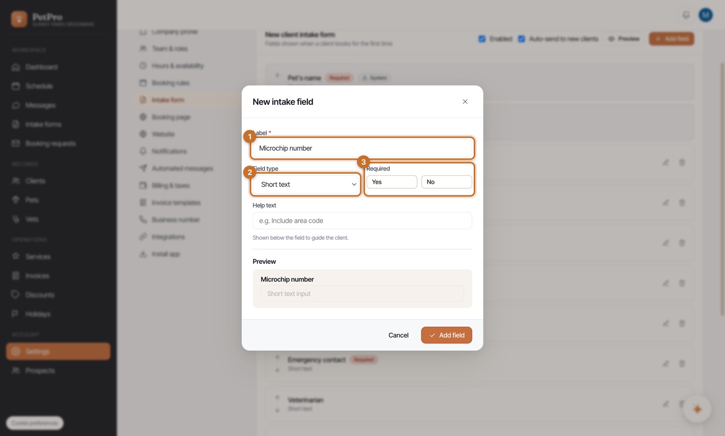 Collect client intake forms — step 2