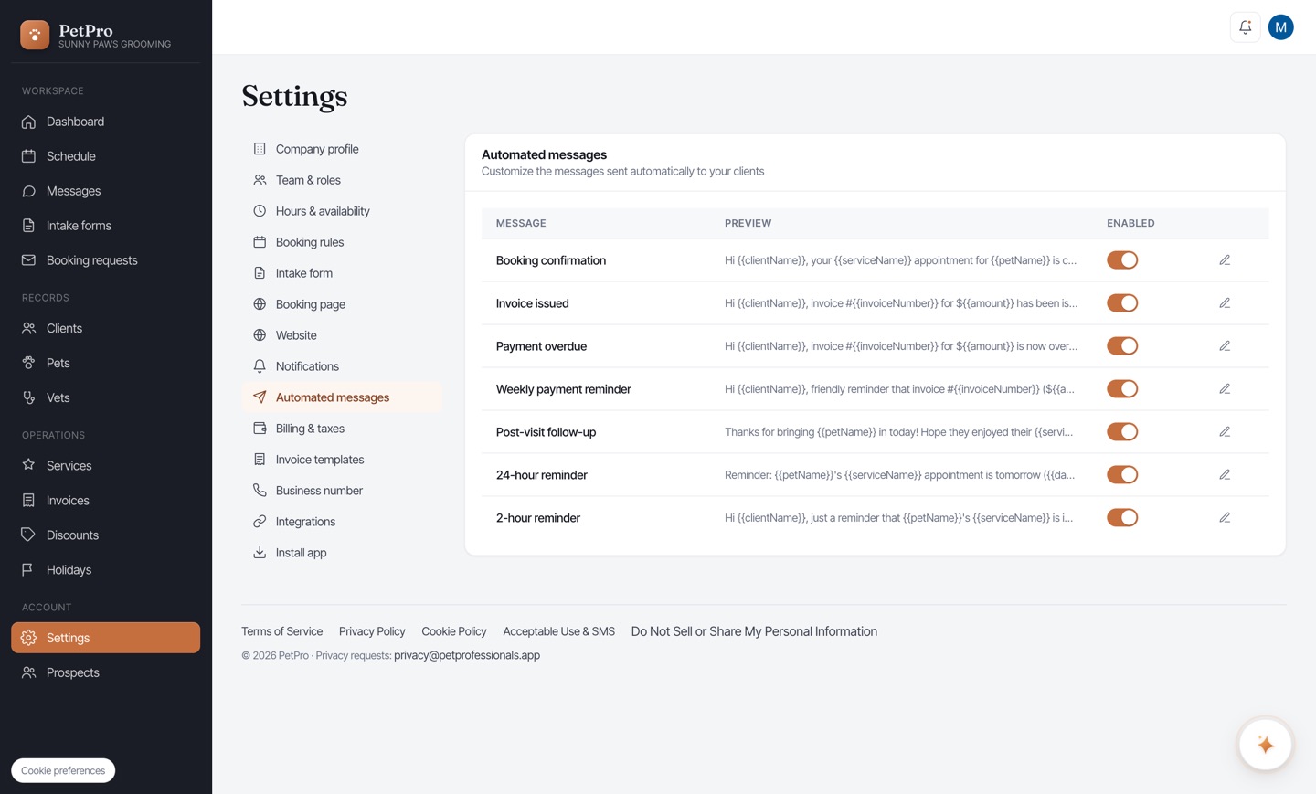 Set up automated reminders — step 1