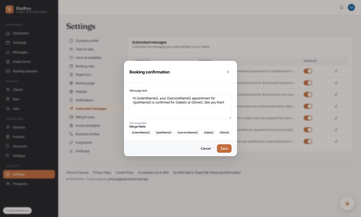 Set up automated reminders — step 2