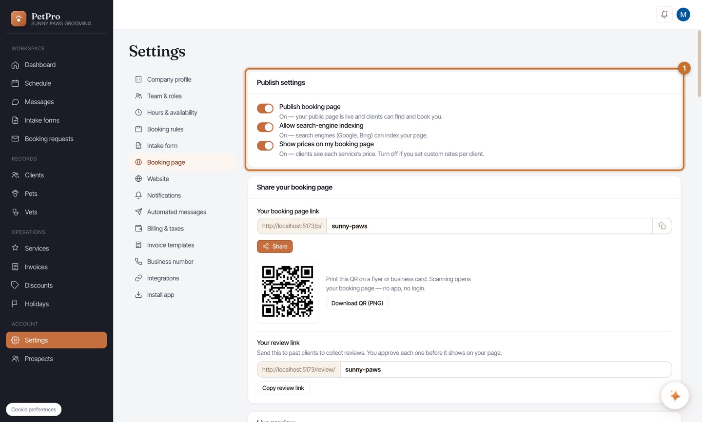 Set up your public booking page — step 2