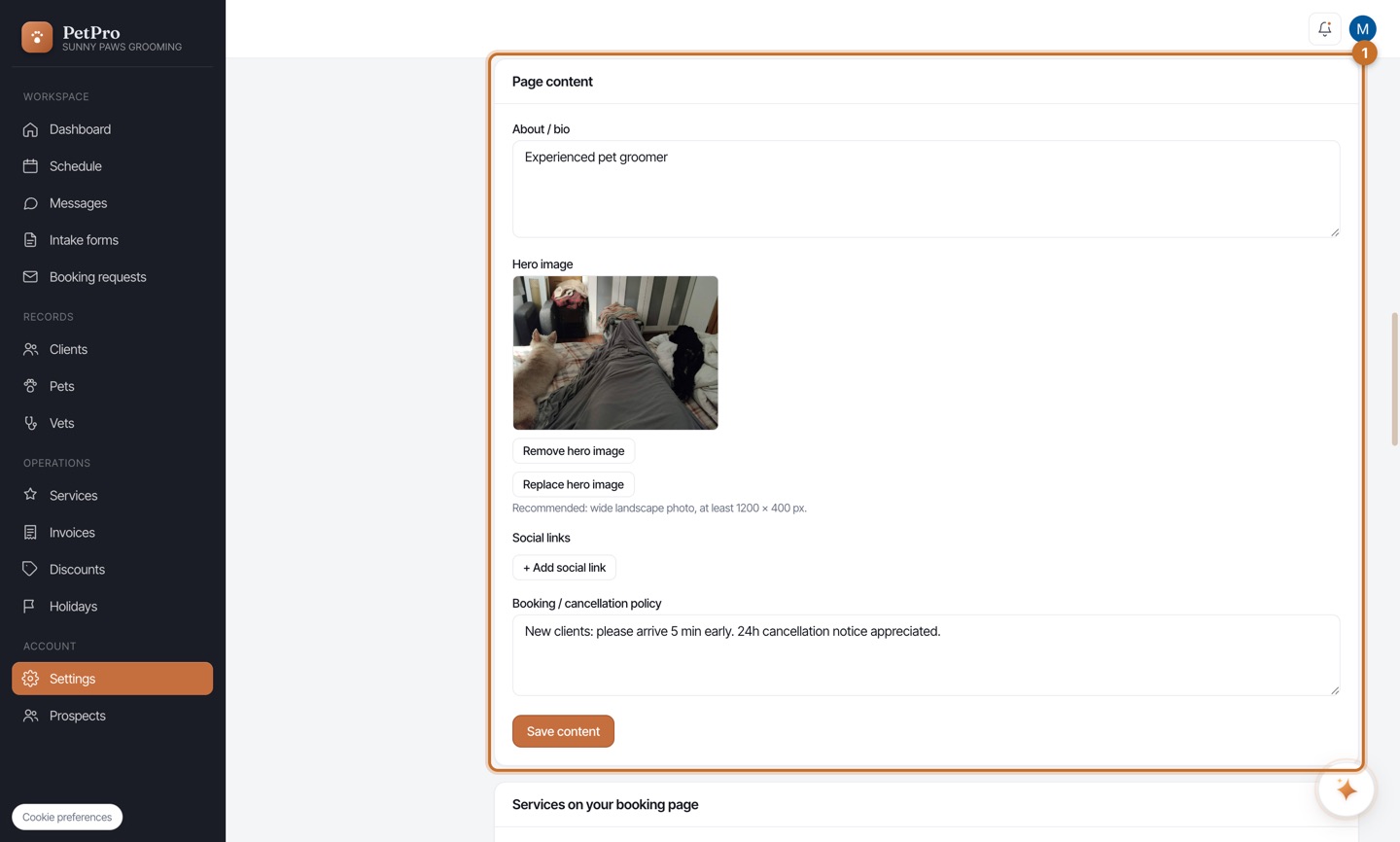 Set up your public booking page — step 3