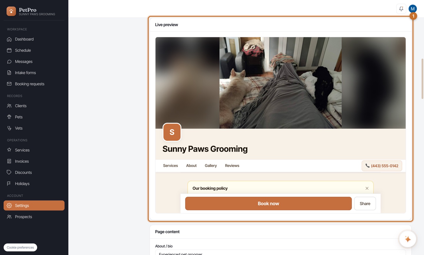 Set up your public booking page — step 4