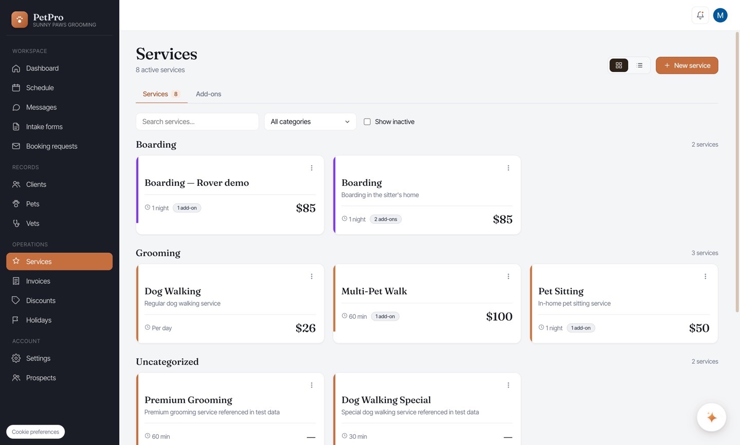 Add your services & pricing — result