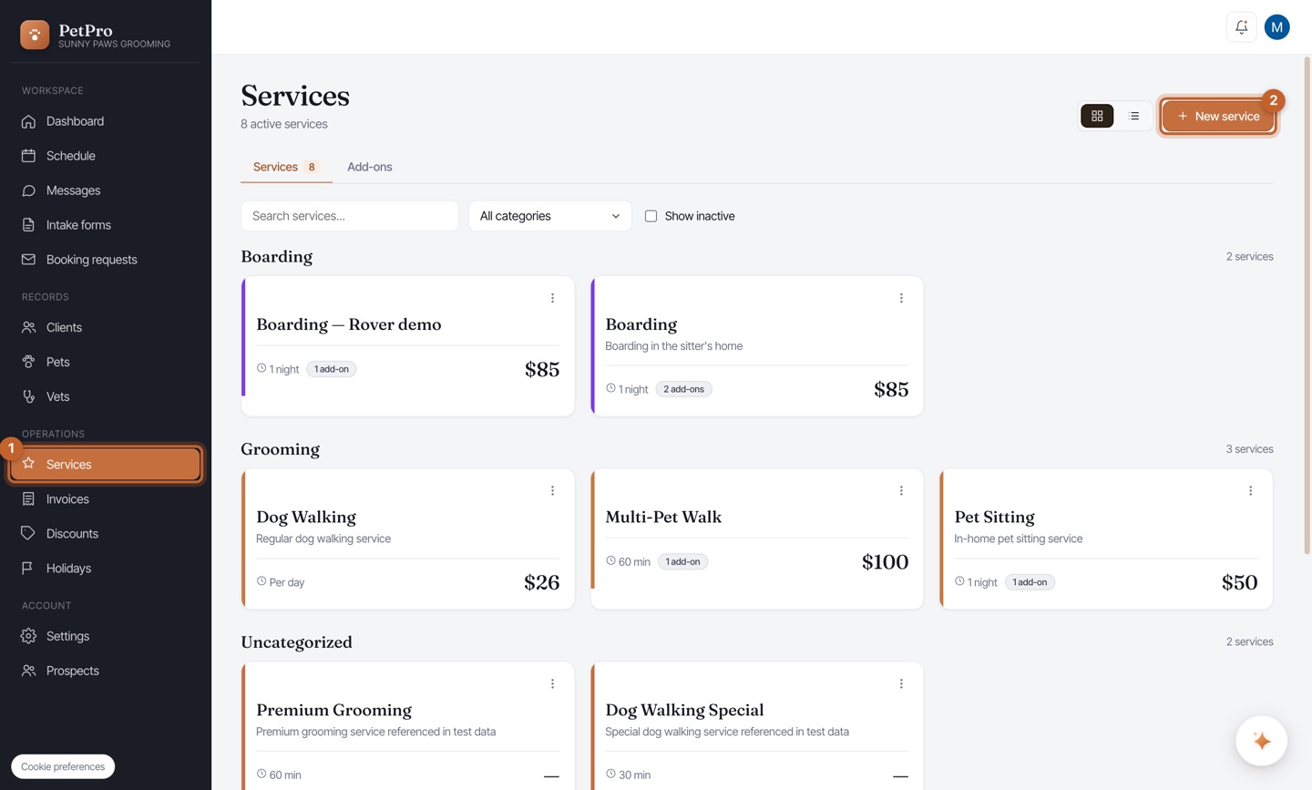 Add your services & pricing — step 1