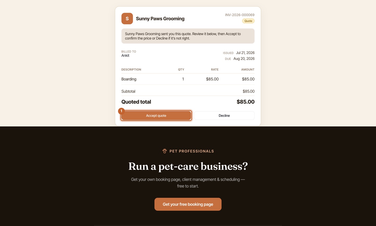 From request to booking — step 5