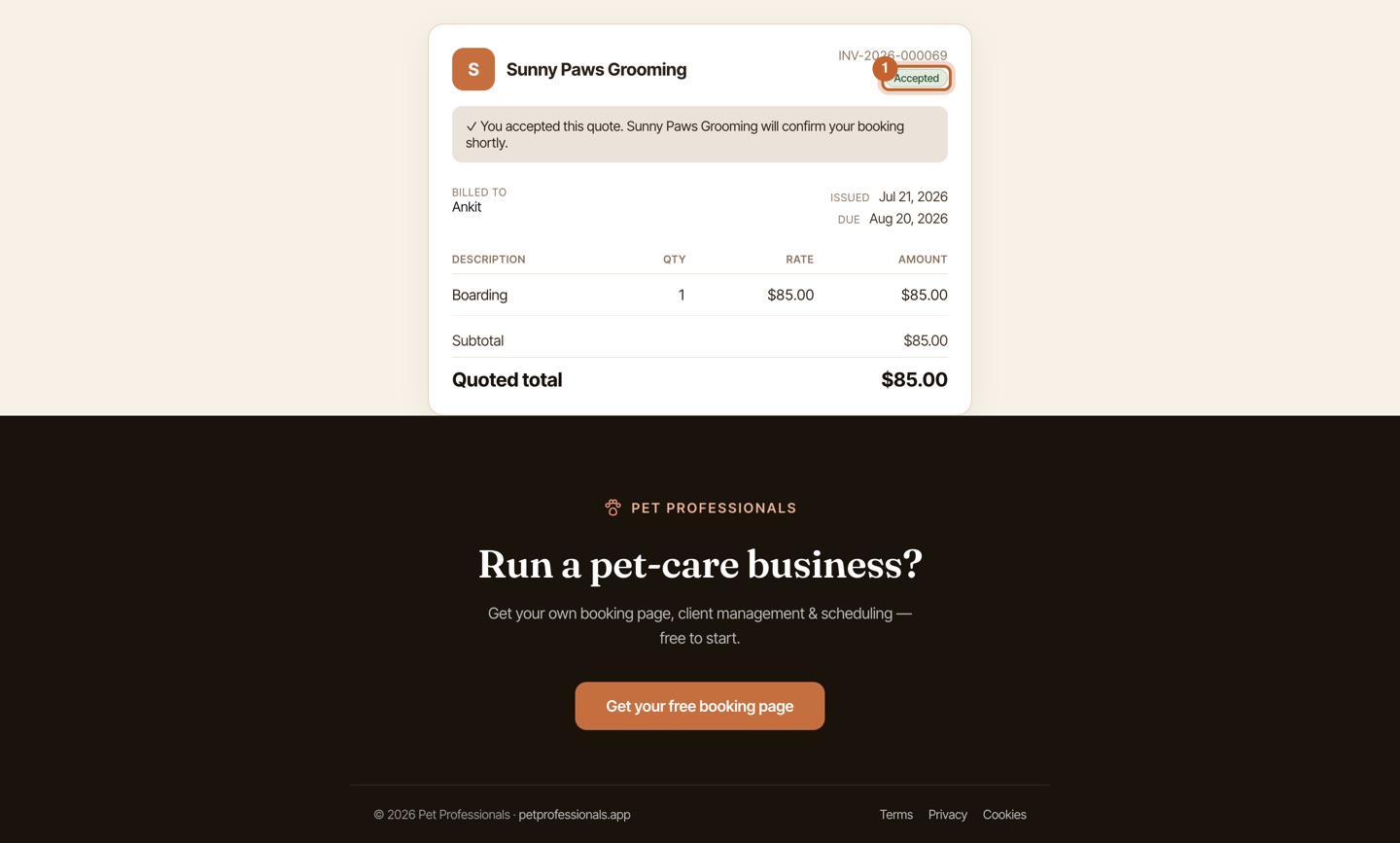 From request to booking — step 6