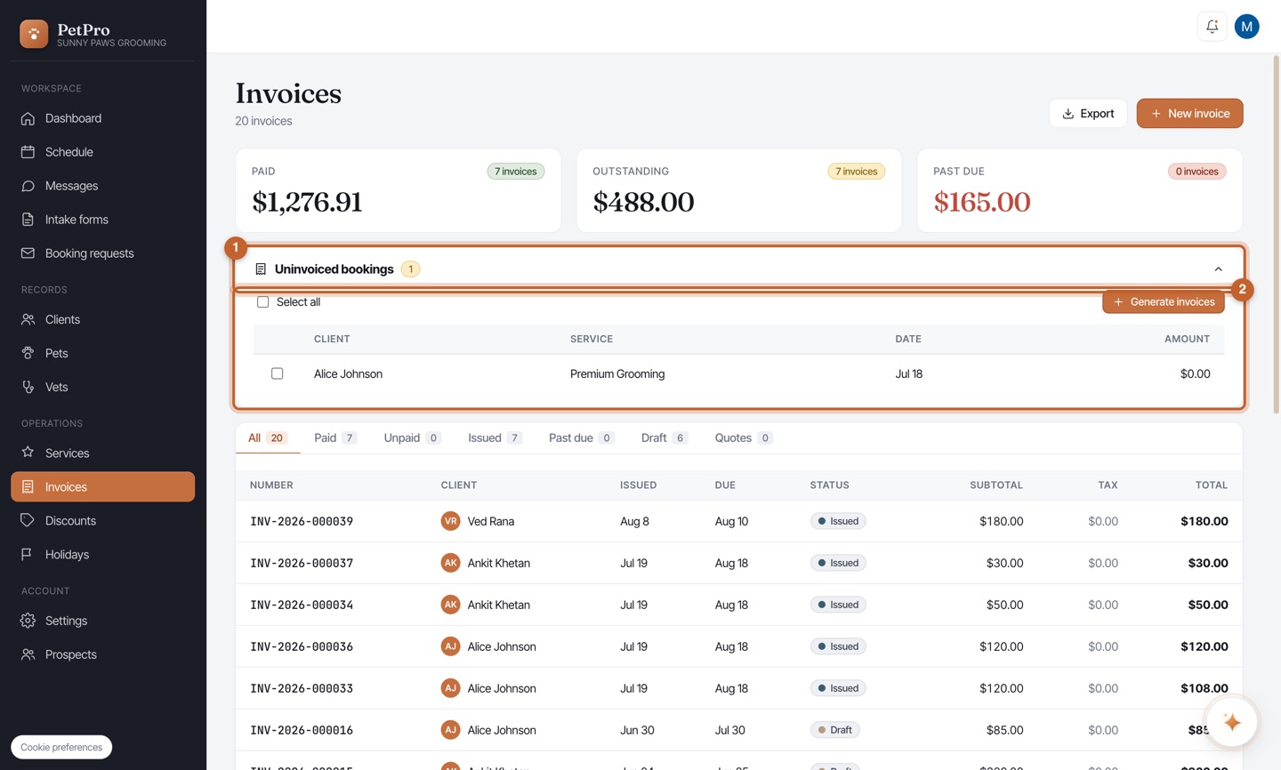 From booking to paid — step 1