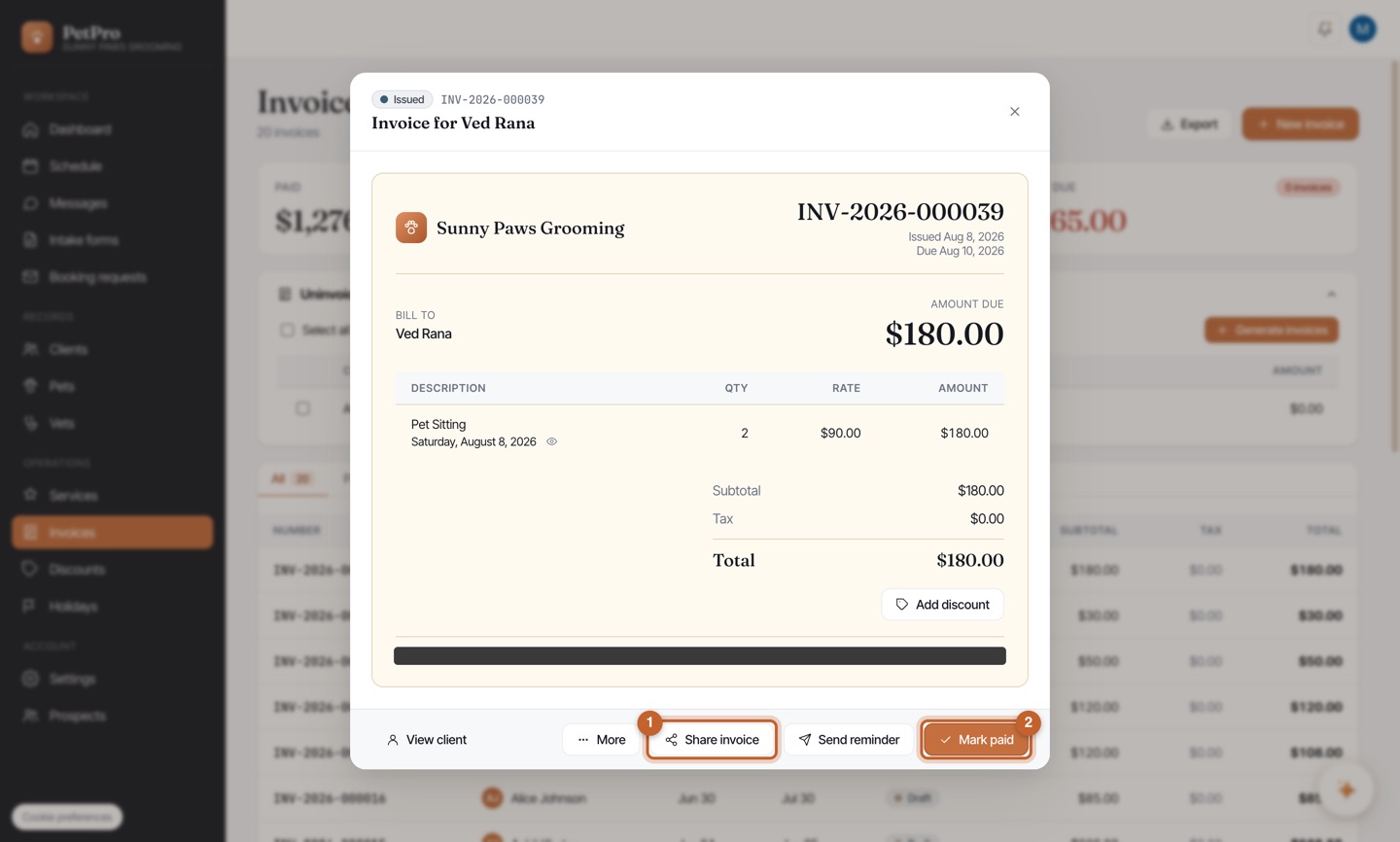 From booking to paid — step 2