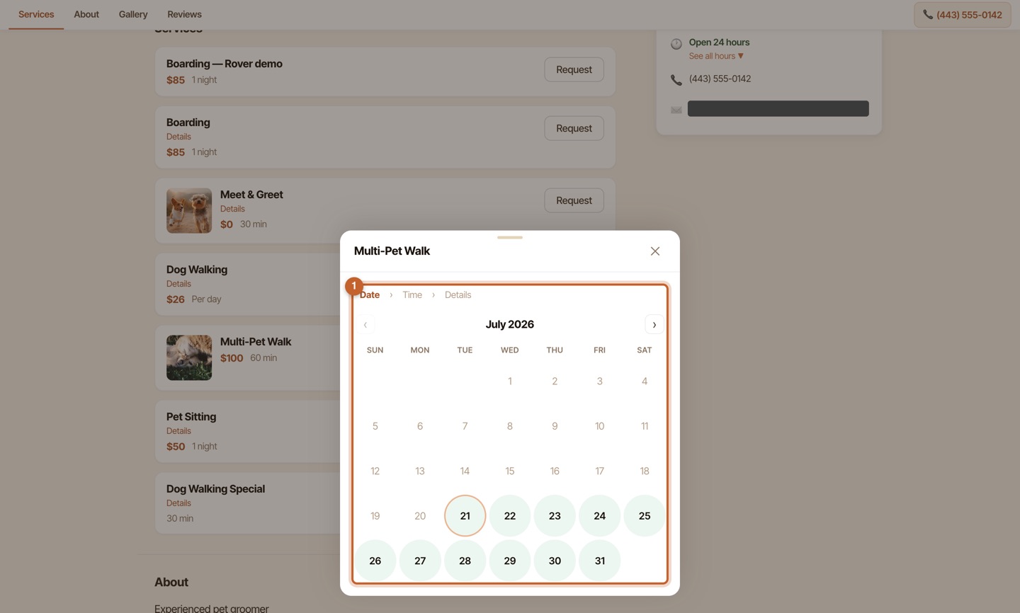 How a client books you — step 3