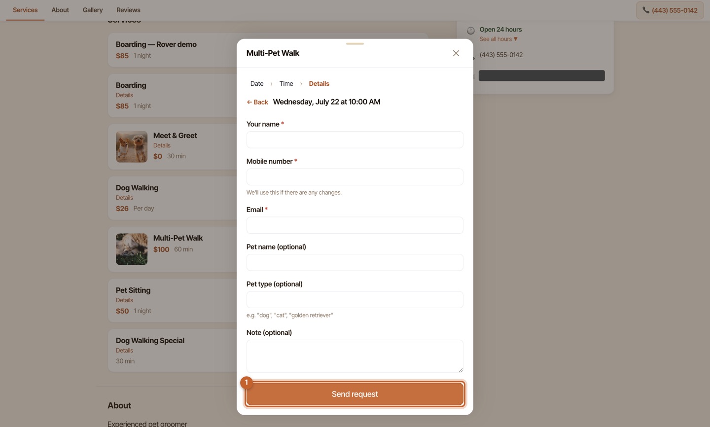 How a client books you — step 4