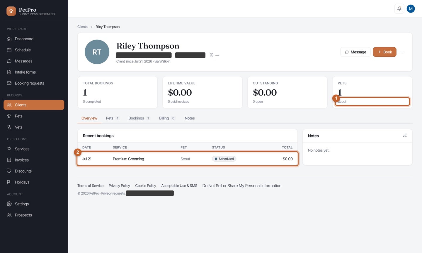 New client, first visit — result