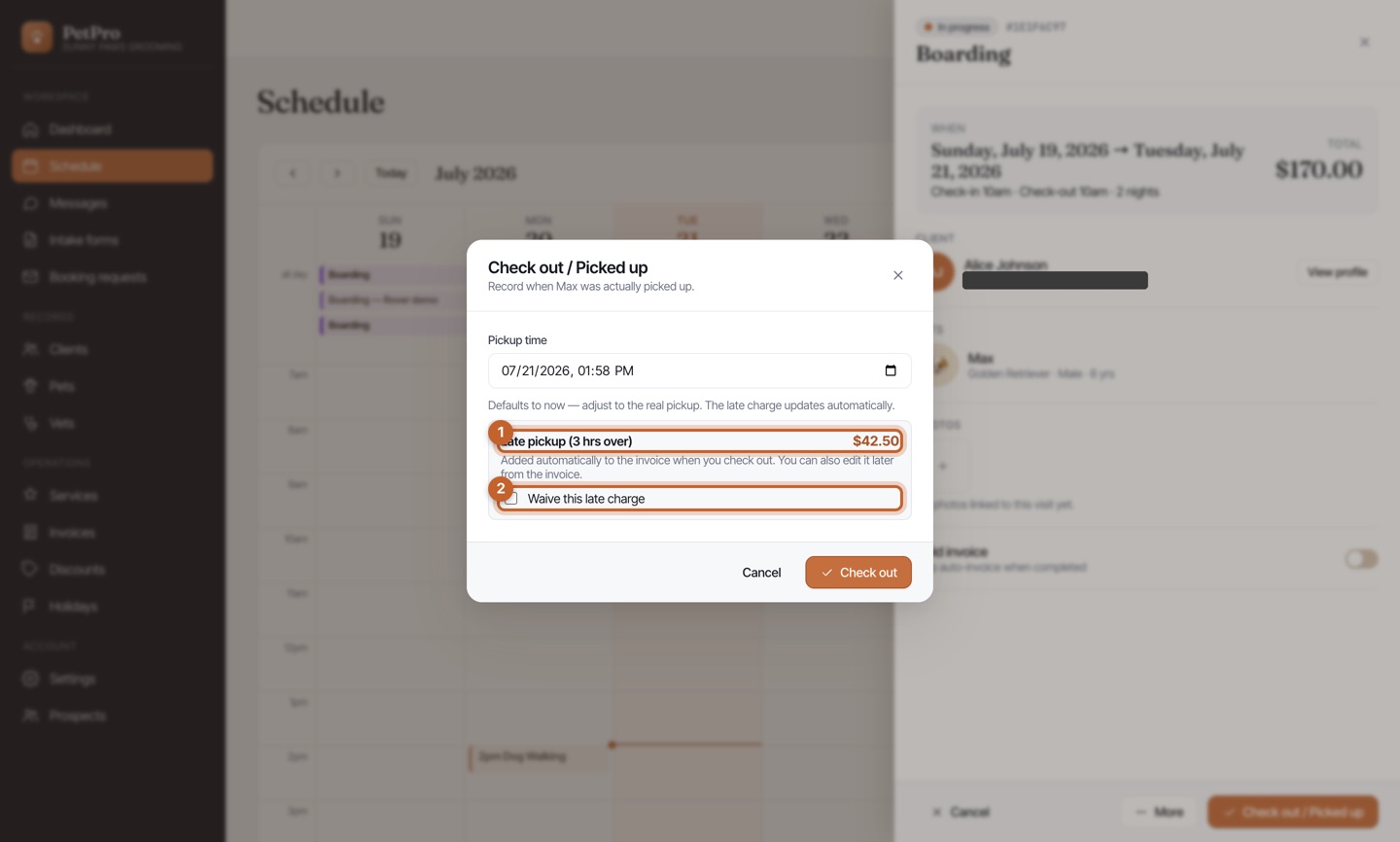 Boarding stay, start to finish — step 4