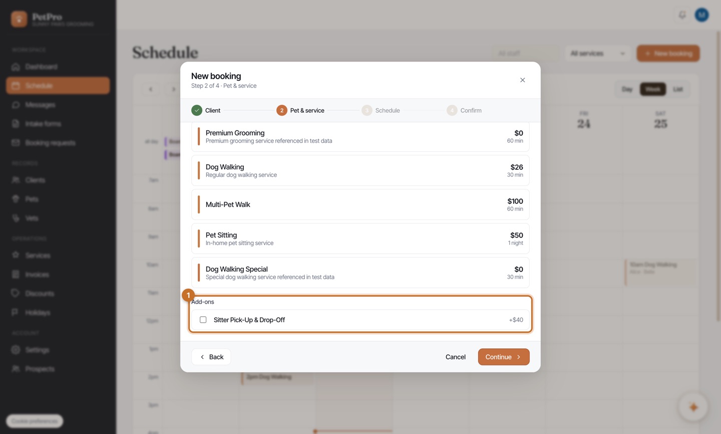 Create add-ons and attach them to services — result