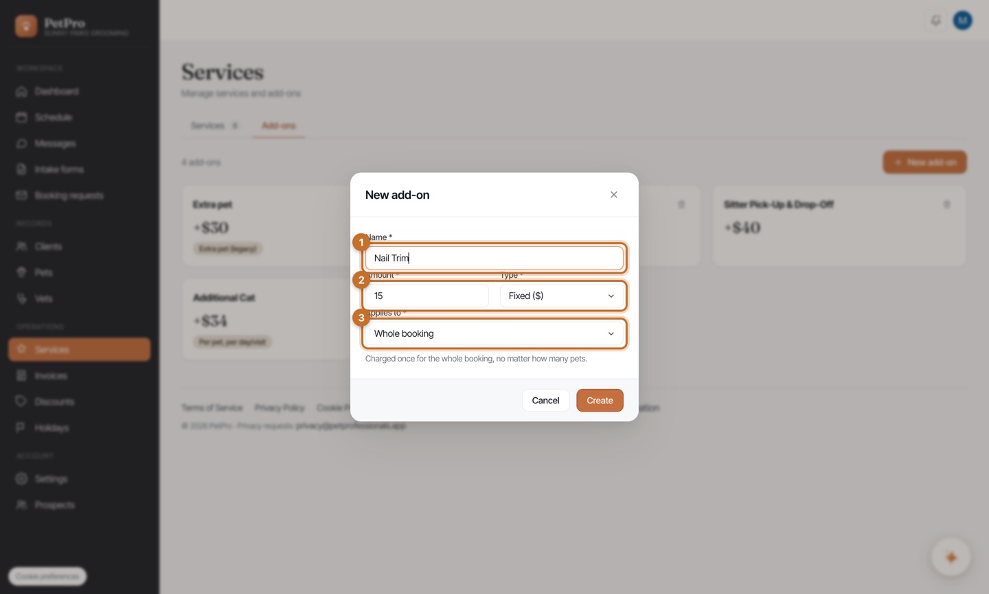 Create add-ons and attach them to services — step 2