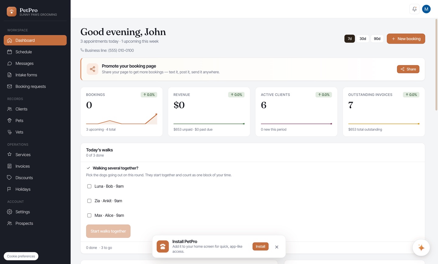 Walk a dog: start, track, and send a report card — step 1