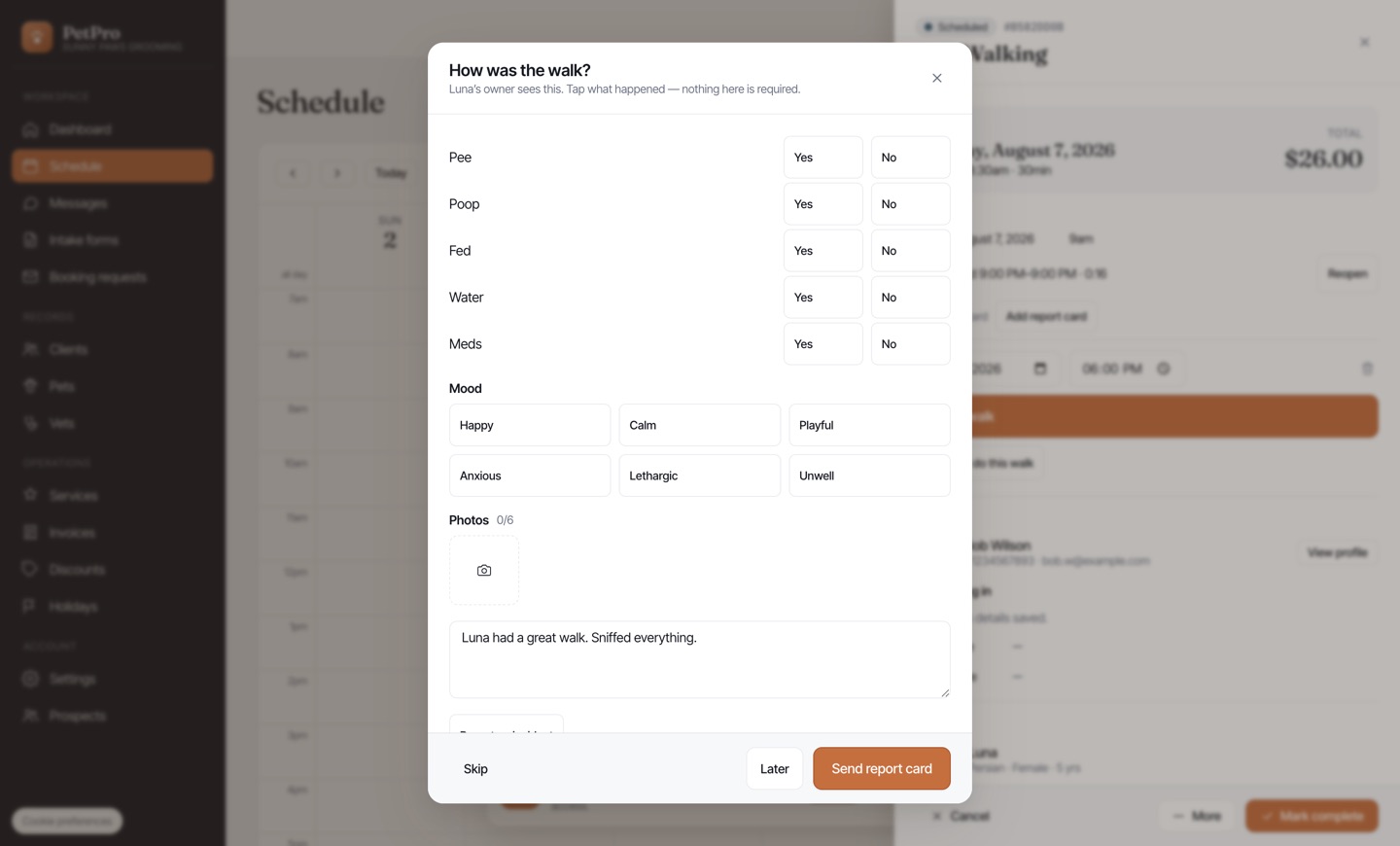Walk a dog: start, track, and send a report card — step 4