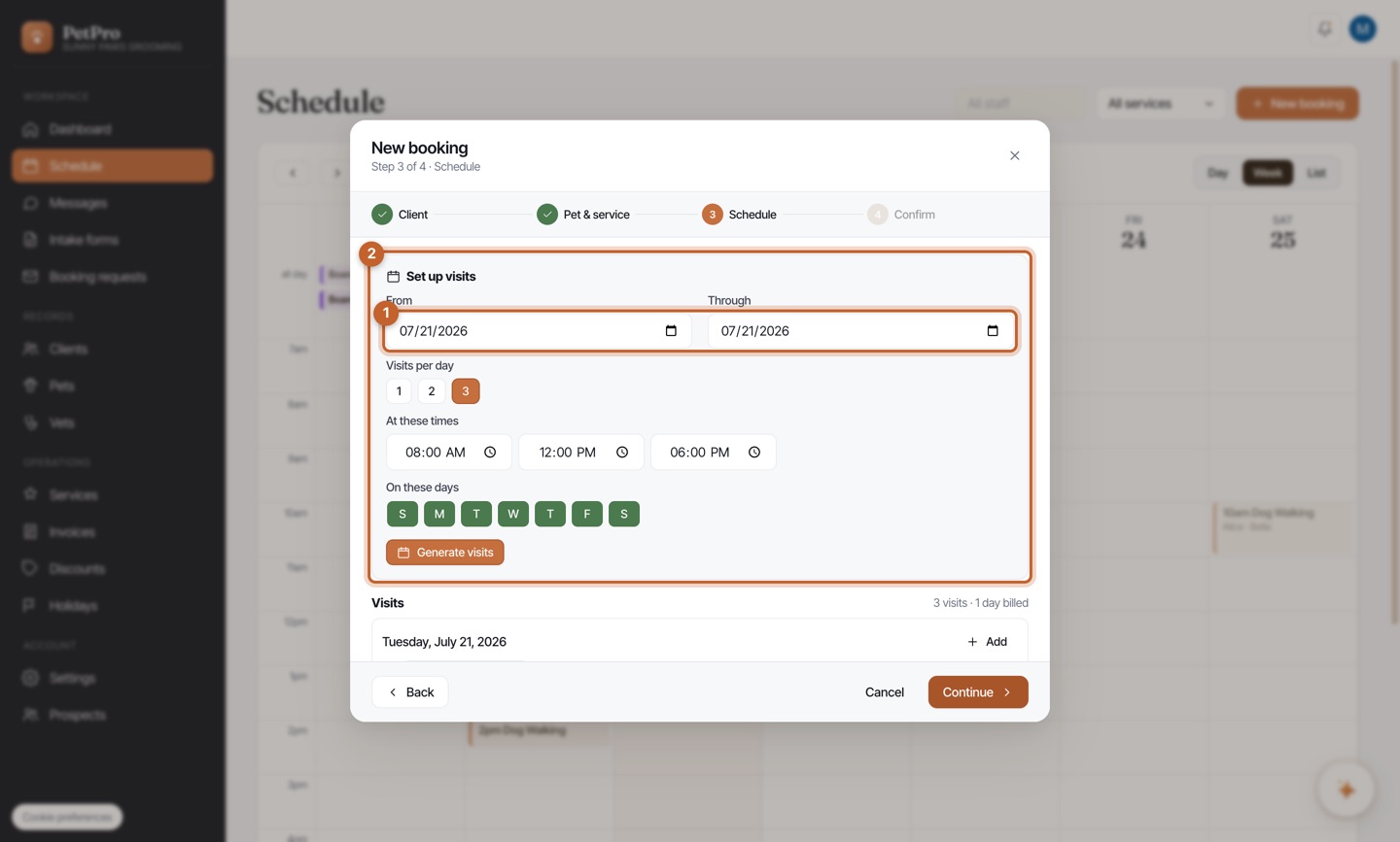 Take a booking — step 4