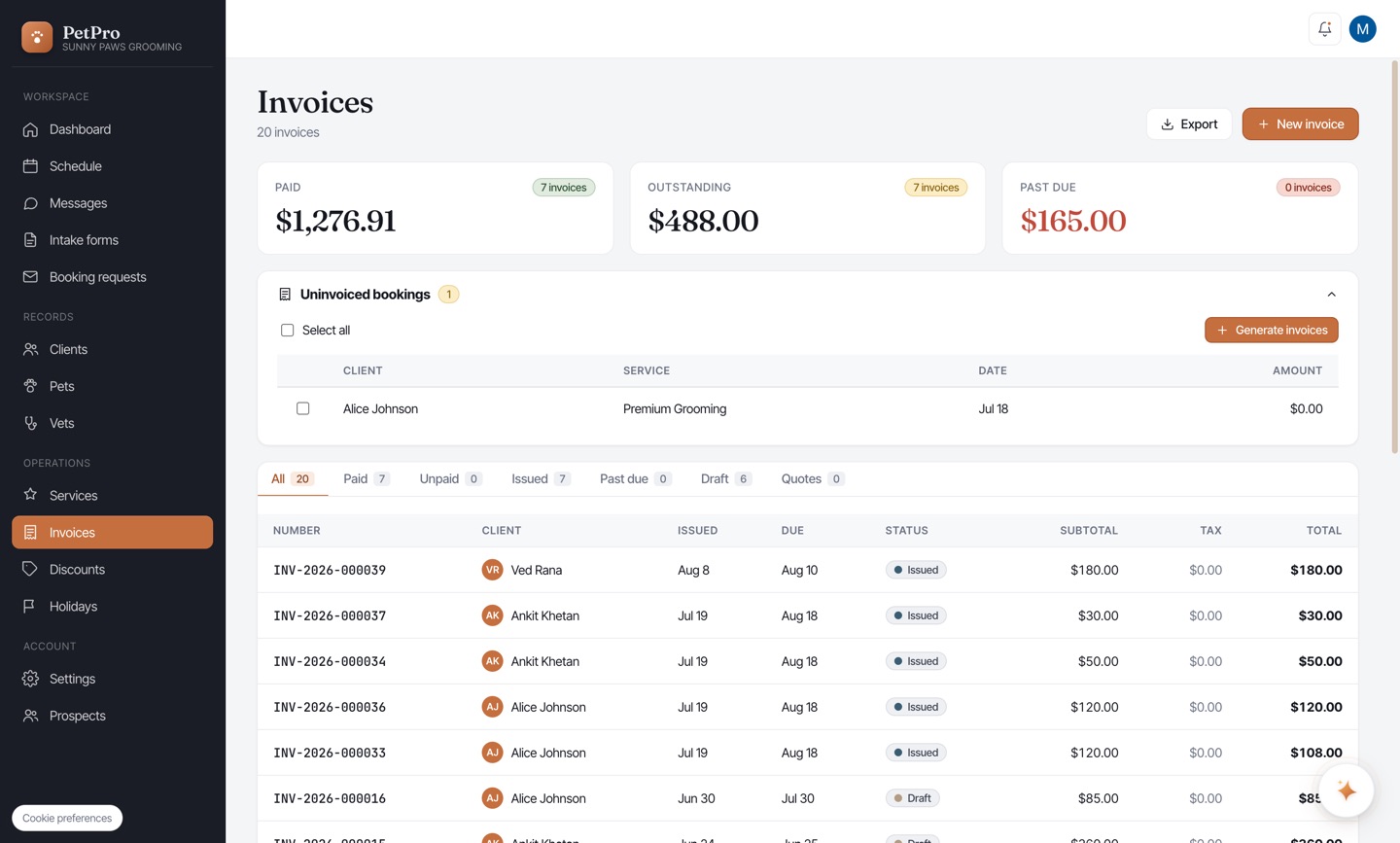 Send an invoice and get paid — result