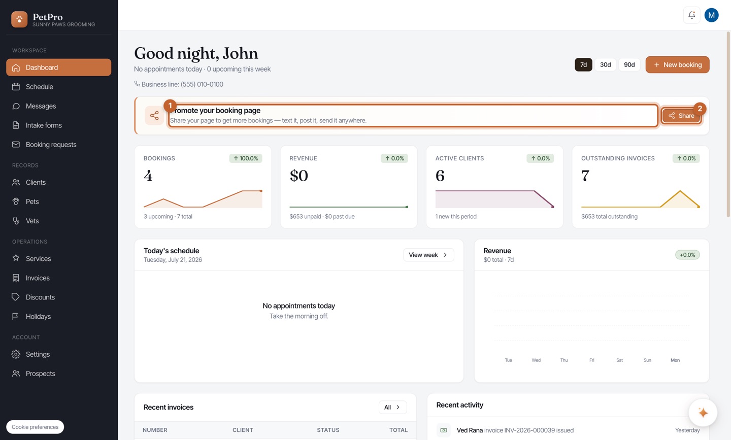 Share your booking page — step 1