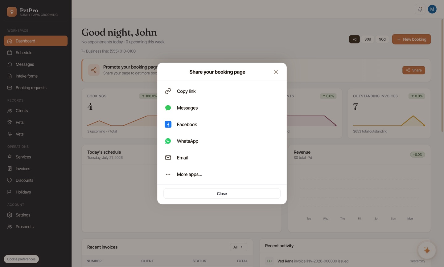 Share your booking page — step 2